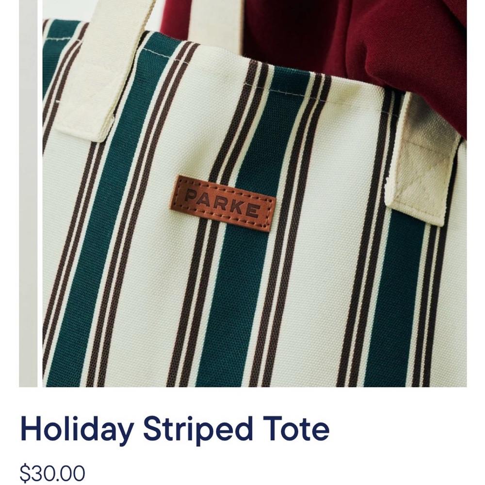Parke Holiday Striped Tote - Green and Brown